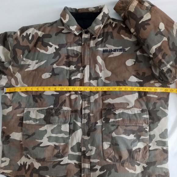 Vintage Harley Davidson Reversible Down Jacket black/camo size 2XL - Picture 5 of 11